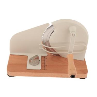 Imagem de Fenteer Fatiador de pão manual com espessura ajustável, fatiador portátil de aço inoxidável com linha de escala para pão de fermentação caseiro, Branco