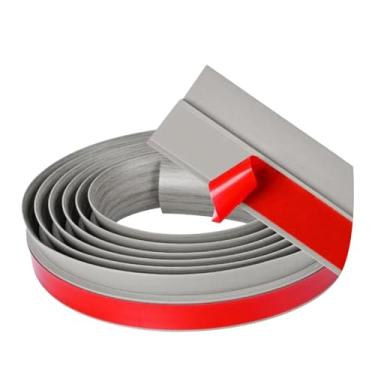 Imagem de Generic Faixa de junção de piso de 2 m, tiras de transição de carpete, autoadesiva, para revestimento de borda de porta, tira laminada para unir frestas no, Textura de Madeira Cinza