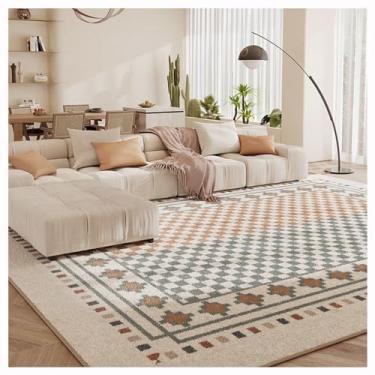Imagem de SPXMQSS Tapete para quarto, sala de estar, tapete antiderrapante, antiderrapante, lavável em lã sintética macia para sala de estar, quarto, escritório, bege