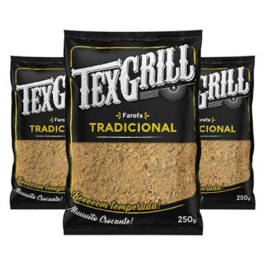 Imagem de Kit  de Farofa Pronta Tradicional Texgrill Para Churrasco 250g 3un