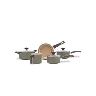 Imagem de Jogo de Panelas Brinox Antiaderente Pro-Flon 5 Peças Green Verde Marrom