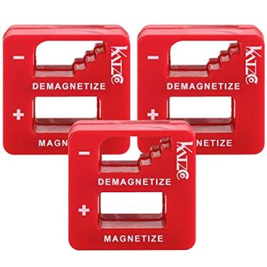Imagem de Katzco Magnetizador e desmagnetizador vermelho de precisão – pacote com 3 – para chaves de fenda, parafusos, brocas, soquetes, porcas, parafusos, pregos, chaves inglesas, pinças e outras ferramentas