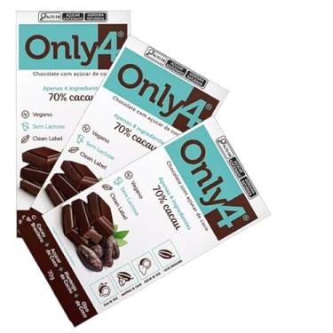 Imagem de Kit 3X: Chocolate 70% Cacau com Café Sem Lactose Vegano Only4 70G