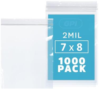 Imagem de Sacos com zíper de 17,78 cm x 20,32 cm – 1000 unidades, sacos pequenos de plástico transparente com zíper, 2 mm, com fecho de zíper resselável para armazenamento de alimentos, sanduíches, materiais de