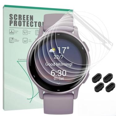 Imagem de Pacote com 6 protetores de tela para Garmin Vivoactive 5 / Vivoactive 6 com 4 plugues antipoeira, película protetora de TPU macio antiarranhões