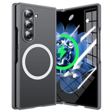 Imagem de NJROW Capa magnética para Samsung Galaxy Z Fold 6 compatível com MagSafe [carregamento rápido sem fio][anti-impressões digitais] [à prova de choque militar] [à prova de choque militar] Capa de