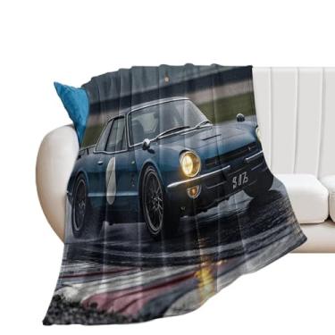 Imagem de HouLaiZhe Cobertor super macio de flanela retrô clássico carro vintage estático legal leve cobertor refrescante para sofá-cama cadeira sofá carro viagem ao ar livre leve quente 178 x 203 cm