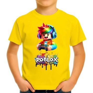 Imagem de Camiseta Camisa Infantil Juvenil Gamer Roblox MD3 - Casetal, Amarelo, 