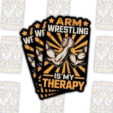 Imagem de 3 peças de adesivos Arm Wrestling Is My Superpower, decalque de vinil engraçado com citação esportiva de força para laptop, notebook, garrafa hidráulica, garrafa de água, para-choque de carro