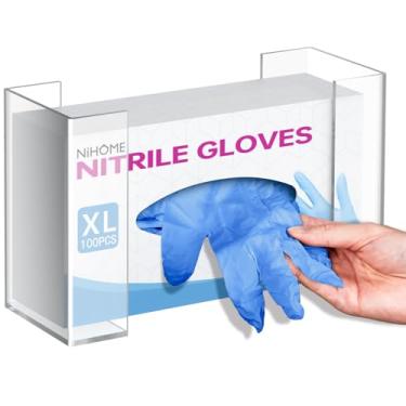 Imagem de NiHome Porta-luvas de acrílico transparente para montagem na parede, dispensador de lenços para cozinha, banheiro, garagem, laboratório, salão, organizador ajustável para luvas, lenços, fácil de