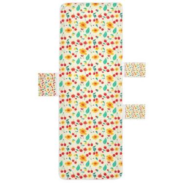 Imagem de STAYTOP Capa de toalha de cadeira de descanso, linda capa de espreguiçadeira macia de cereja e flor, capas de cadeira de praia com bolsos para jardim ao ar livre, pátio, pátio, banhos de sol, gramado