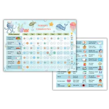 Imagem de Quadro de Rotina Diária Infantil Comportamento e Tarefas