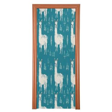 Imagem de Wassud Capa de porta de Halloween 89 x 199 cm grande adorável decoração de alpaca faixa elástica para porta interna externa para varanda porta da frente