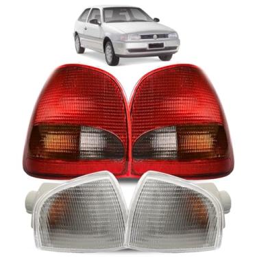 Imagem de Par Lanternas Traseira Tricolor Gol Bola G2 95 96 97 98 À 02 + Pisca Cristal