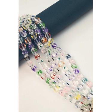 Imagem de Fio Tubo Cristal Facetado 8mm Olho Grego - 01 Fio de Cristais Colorido