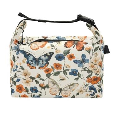 Imagem de STAYTOP Lancheira de flores e borboletas com fivela de alça, lancheira isolada para meninos e meninas, lancheira térmica para trabalho escolar