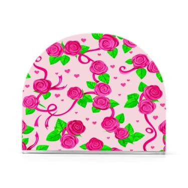 Imagem de Qilmy Lindo suporte de guardanapo de acrílico rosa, porta-guardanapos para mesas cozinha restaurante decoração de casa, suporte decorativo moderno para guardanapos de coquetel de papel de jantar 338