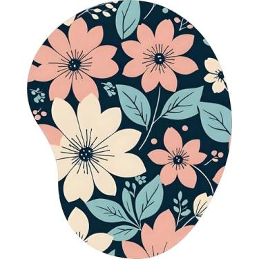 Imagem de Mouse Pad Ergonômico Gota Florais Rosa Pálido Azul Marinho