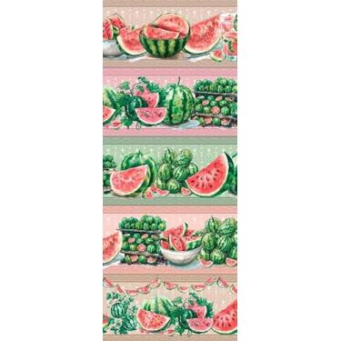 Imagem de Tecido Tricoline Digital Barrado frutas melancia 55cm x 150cm 10 faixas