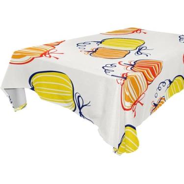 Imagem de Burbuja Toalha de mesa de abóboras, toalha de mesa quadrada anti-rugas grossa para decoração de jantar, cozinha, festa, 152 x 152 cm