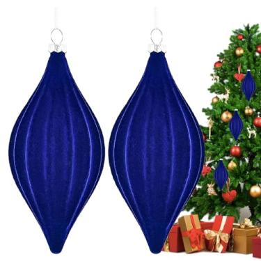 Imagem de Bolas De Veludo Para Enfeites De Árvore De Natal - 2 Peças Forma De Losango,Decorações Bolas Natal Inquebráveis | Para Interior Exterior Parapeitos Janela Jardim Reuniões Familiares Festas Feriado Alp