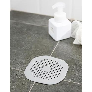 Imagem de Capa de ralo de silicone para coletor de cabelo, coador de pia de chuveiro de banho com ventosas, protetor de ralo quadrado para prevenção de entupimento de cabelo