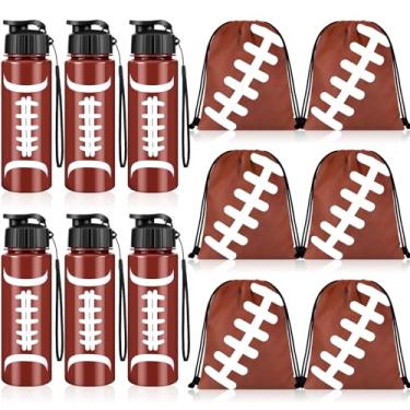 Imagem de Olgaa 12 peças de lembrancinhas de festa de futebol incluem 6 garrafas de água de 590 ml, 6 peças, bolsa com cordão, garrafas de bebida reutilizáveis com tema esportivo, acessórios a granel para