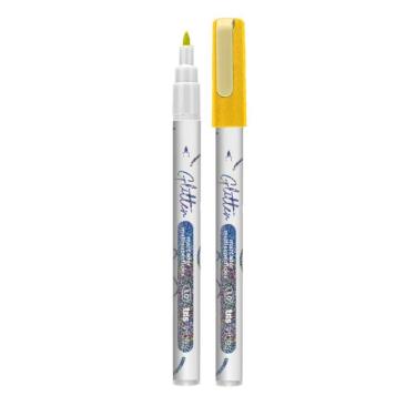 Imagem de Marcador Multisuperficies Vibes Glitter 1.0 Ponta Triangular Tris Amarelo