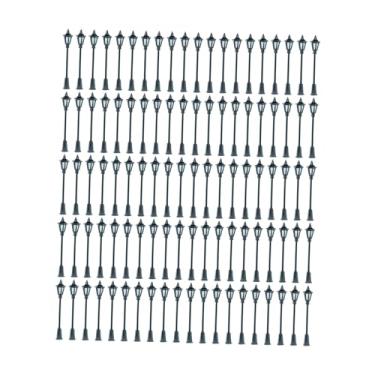 Imagem de oshhni Miniaturas de postes de luz em escala HO/OO (1:75) para maquetes ferroviárias, projetos DIY, adereços fotográficos e dioramas de caminhos, 100 Unidades