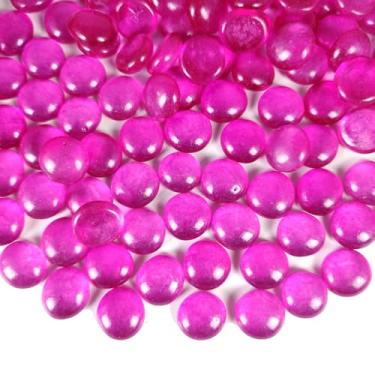 Imagem de Ocefeiyue Contas de mármore planas de vidro fúcsia para enchimento de vasos domésticos, centros de mesa de casamento, espalhadores de mesa de festa, castiçais, pedras florais, 425 g