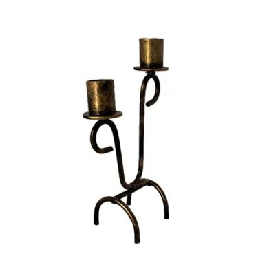 Imagem de Castiçal Candelabro de Metal Artesanal, Decoração Clássica e Sofisticada Elegante(2 VELAS M MODELO 02)