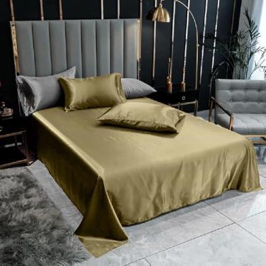 Imagem de Confecções Elba, Lençol Superior Casal Queen Com 2 Fronhas Cetim Seda Brilho Cor:Cobre