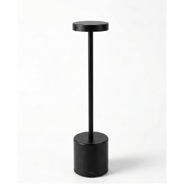 Imagem de Luminária de Mesa Sem Fio LED 3 Tons - Abajur Recarregável USB-C Touch Preto, Dourado (Preto)