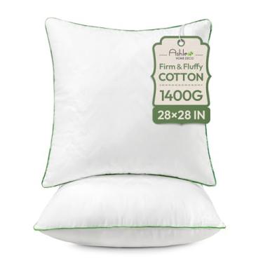 Imagem de Almofada Ashler 71 x 71 cm (conjunto de 2) - Inserções de almofada com capa 100% algodão - Inserções de almofada de sofá interior quadrado de 71 cm - Almofada decorativa branca para sofá