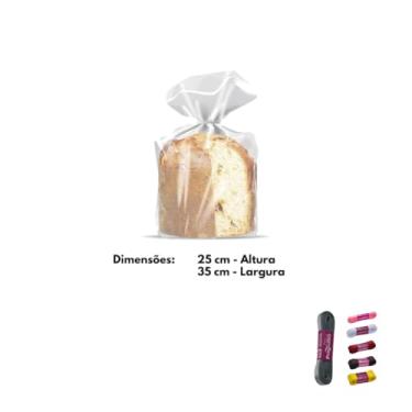 Imagem de Kit Saco Panetone 25X35cm Para 500g Com Fita Cetim 30mmx10m