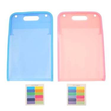 Imagem de CUOFYUNL 2 unidades pastas de arquivos verticais 13 bolsos Pasta de documentos A4 de grande capacidade Organizador de arquivos de plástico portátil para biblioteca de escritório (Rosa + Azul)