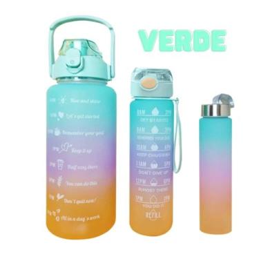 Imagem de Garrafas Squeeze Kit 2 Litros + 900ML + 300ML Motivacional Academia Ad