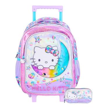 Imagem de Kit Hello Kitty Mochila 2Em1 Rodas + Estojo Triplo Luxo