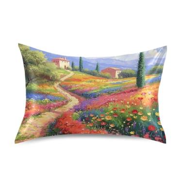 Imagem de Fronhas refrescantes design engraçado padrão king queen fronha cetim casa cama fronha fronha queen size 76.2 cm x 50.8 cm pintura colorida flores paisagem