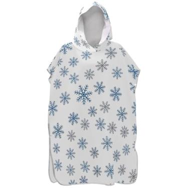 Imagem de Joisal Poncho de surf leve trocador para toalha de natação com capuz Adul azul cinza floco de neve branco homens mulheres poncho com capuz
