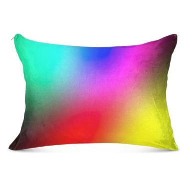Imagem de Fronha fofa de cores brilhantes arco-íris vermelho azul com zíper padrão king queen size fronha fofa para sofá cama de casa, tamanho Queen, 50,8 cm x 76,2 cm