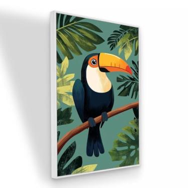 Imagem de Quadro Canvas Desenho Tucano 120x80 Com Moldura Branca