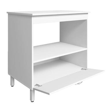 Imagem de Balcão de Cozinha Compacto Acomoda Cooktop 4 ou 5 Bocas,Nicho para Micro ondas Ideal para Apartamentos Pequenos e Kitchenettes Moradores de Espaços Reduzidos(BRANCO)