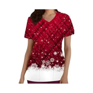 Imagem de Camisetas Adultas Com Decote Em V Tamanhos S-3XL Uniformes De Trabalho