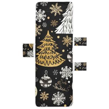 Imagem de Aquarela dourada Natal preto espreguiçadeira toalhas de cadeira de praia capas de cadeira de praia com bolsos espreguiçadeira de piscina costa 215,9 cm x 76,2 cm