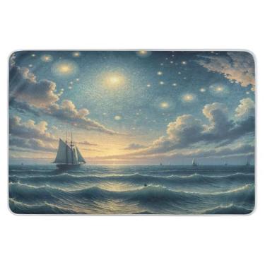 Imagem de Almofadas impermeáveis azuis estreladas do mar noturno, almofadas reutilizáveis para adultos e urina para cama