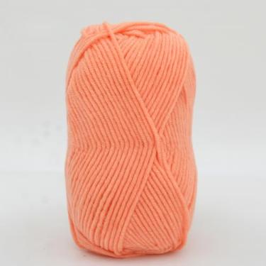 Imagem de Fio de algodão de leite de 4 camadas para crochê – fio de tricô macio para amigurumi, chinelos, cobertores e projetos de artesanato DIY (03 laranja claro)