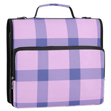 Imagem de Fichário xadrez rosa-lilás - organizador de bolso com zíper
