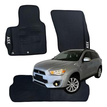 Imagem de Jogo Completo De Tapete Emnborrachado Automotivo Com 3 Peças Antiderrapante Impermeável Personalizado Bordado Com Acabamento Em Viés Específico Para Carros Mitsubishi Asx 2010 A 2023