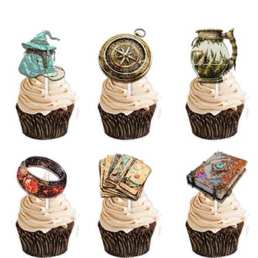 Imagem de Conjunto de 18 peças com glitter, fantasia, mágico, feiticeiro, cupcake, Cheer to Retro Witch Magic Book Tema, Decoração de Festa, Escolhas para Homens e Mulheres, Feliz Aniversário, Favor, Decoração